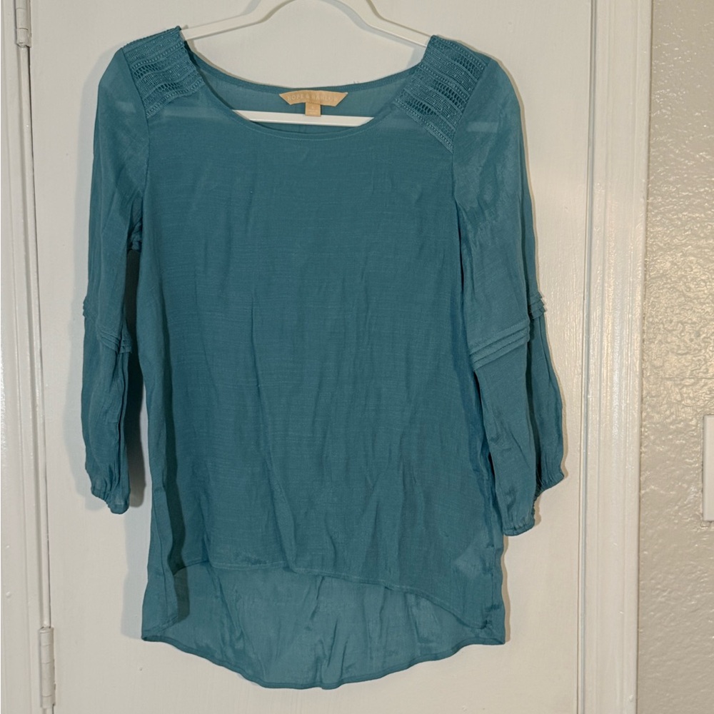 Hope & Harlow Sheer Teal Women's Top Blouse Size S